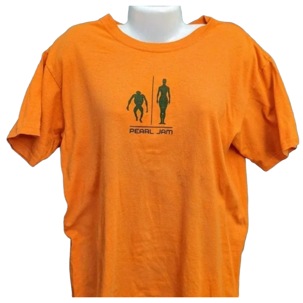 VTG 2000 Pearl Jam Orange Ape Man DNA Binaural Tour Tee Short Sleeve Shirt Y2K L